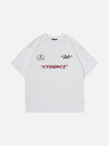 DAXUEN navy blue PUNK emblem short-sleeve t-shirt