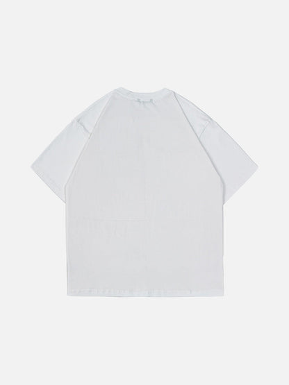 DAXUEN navy blue PUNK emblem short-sleeve t-shirt