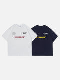 DAXUEN navy blue PUNK emblem short-sleeve t-shirt