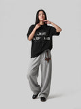 DAXUEN Oversized short-sleeve T-shirt with graphic and embroidery — model photo