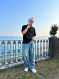 DAXUEN Men's short sleeve shirt with stand-up collar — model photo