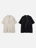 DAXUEN Men's short sleeve shirt with stand-up collar