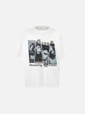 DAXUEN dark grey acid-wash graphic tee with punk portraits
