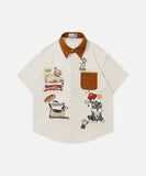 DAXUEN Short-sleeve button-up shirt with dog embroidery