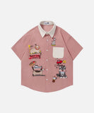 DAXUEN Short-sleeve button-up shirt with dog embroidery