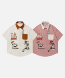 DAXUEN Short-sleeve button-up shirt with dog embroidery
