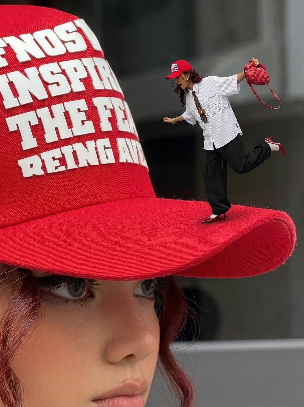 DAXUEN Puppy Tie Striped Short Sleeve Shirt — model photo