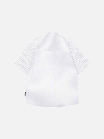 DAXUEN Puppy Tie Striped Short Sleeve Shirt