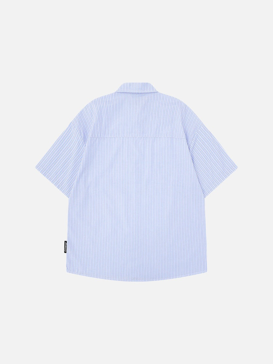 DAXUEN Puppy Tie Striped Short Sleeve Shirt
