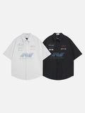 DAXUEN Short-sleeved button-up shirt with racing graphics