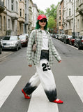 DAXUEN High-waisted wide-leg trousers with dip-dye effect — model photo