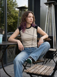 DAXUEN Sleeveless raglan top with graphic print — model photo