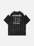 DAXUEN Raglan short-sleeved T-shirt with vertical stripes and graphics