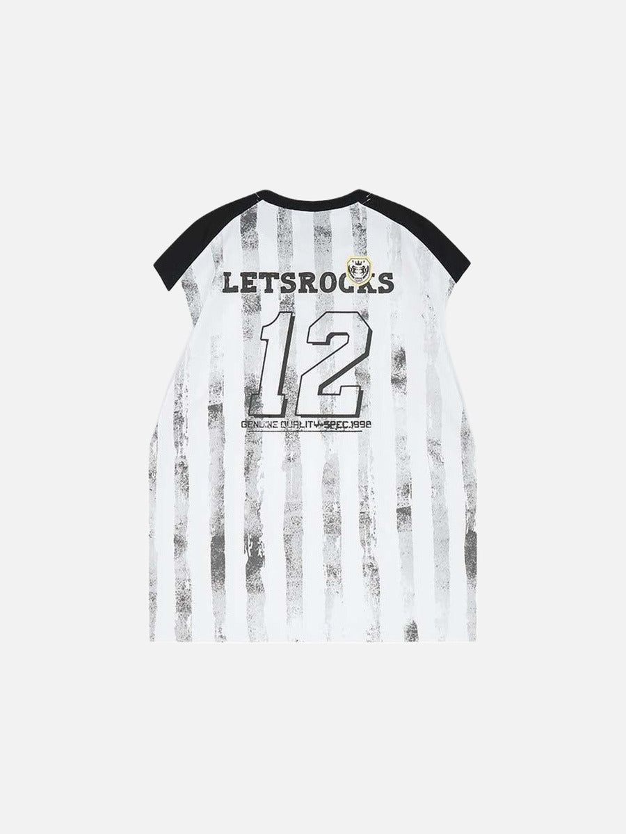 DAXUEN Raglan short-sleeved T-shirt with vertical stripes and graphics