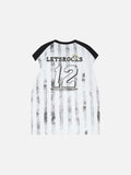 DAXUEN Raglan short-sleeved T-shirt with vertical stripes and graphics