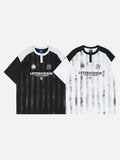 DAXUEN Raglan short-sleeved T-shirt with vertical stripes and graphics