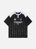 DAXUEN Raglan short-sleeved T-shirt with vertical stripes and graphics