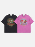 DAXUEN Vintage graphic print short-sleeved T-shirt