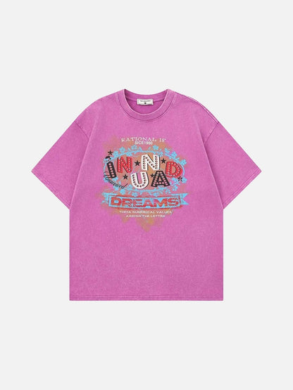 DAXUEN Vintage graphic print short-sleeved T-shirt
