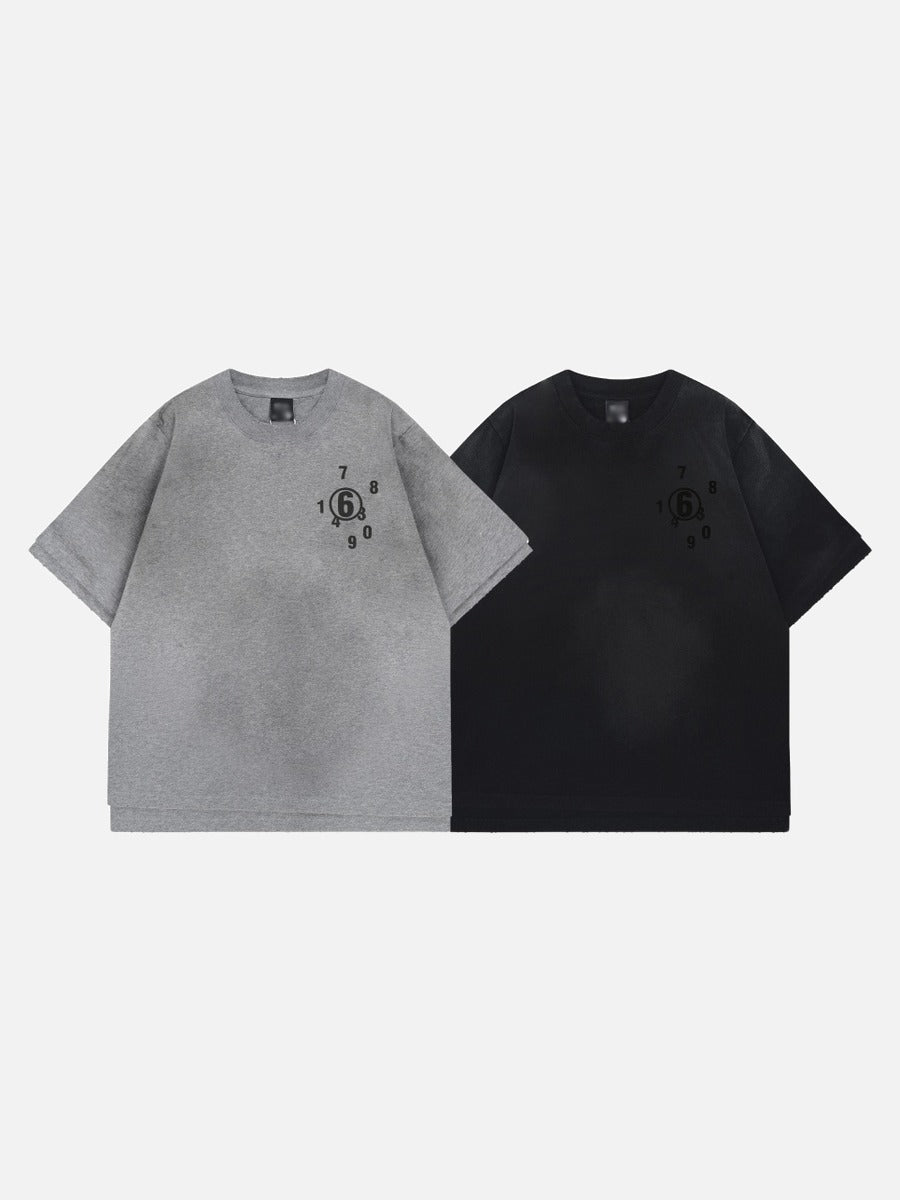 DAXUEN Oversized short-sleeved graphic t-shirt in grey and black