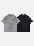DAXUEN Oversized short-sleeved graphic t-shirt in grey and black
