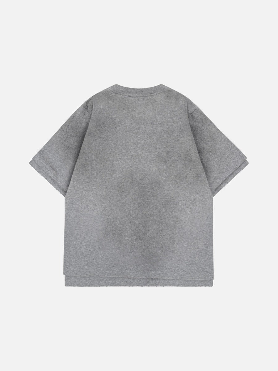 DAXUEN Oversized short-sleeved graphic t-shirt in grey and black
