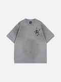 DAXUEN Oversized short-sleeved graphic t-shirt in grey and black