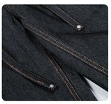 DAXUEN dark indigo raw denim wide-leg jeans with drawstring detail