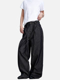 DAXUEN dark indigo raw denim wide-leg jeans with drawstring detail