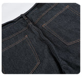 DAXUEN dark indigo raw denim wide-leg jeans with drawstring detail