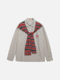 DAXUEN cream long-sleeve shirt with red circular embroidery