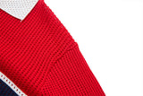 DAXUEN red oversized mesh polo with navy cross graphic
