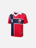 DAXUEN red oversized mesh polo with navy cross graphic