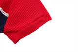 DAXUEN red oversized mesh polo with navy cross graphic