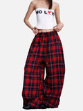 DAXUEN red plaid wide-leg casual pants