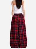 DAXUEN red plaid wide-leg casual pants