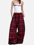 DAXUEN red plaid wide-leg casual pants