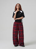 DAXUEN black balloon leg striped casual pants — model photo