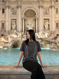 DAXUEN Reflective piping crewneck t-shirt — model photo