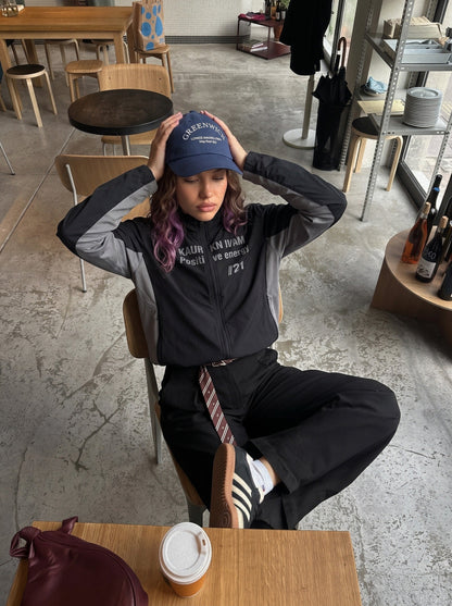 Reflective Text Graphic Stand-Collar Jacket