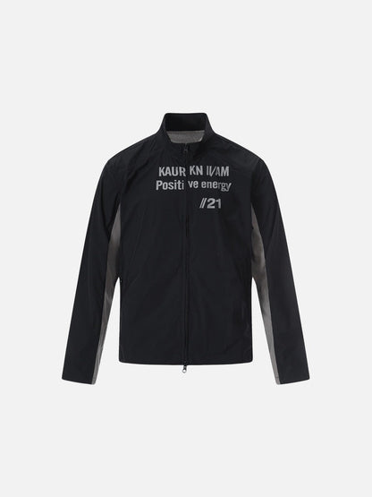 Reflective Text Graphic Stand-Collar Jacket