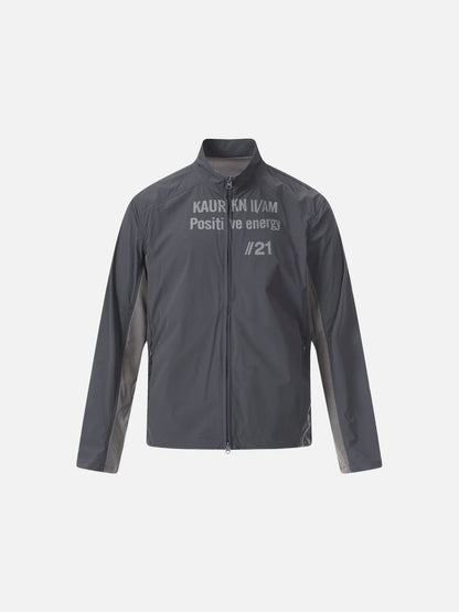 Reflective Text Graphic Stand-Collar Jacket