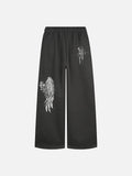 DAXUEN light grey marl wide-leg sweatpants with reflective wing graphic