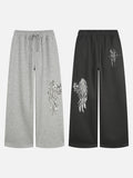 DAXUEN light grey marl wide-leg sweatpants with reflective wing graphic