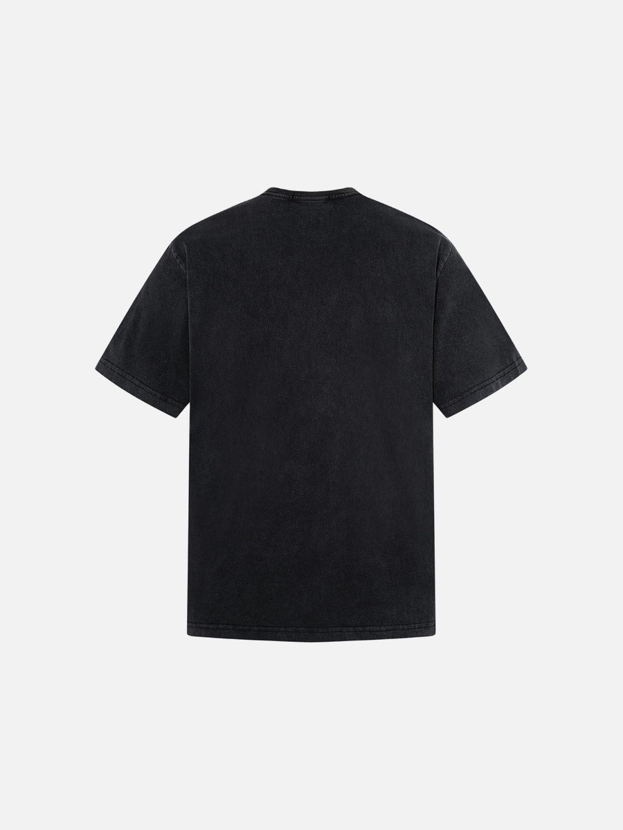 DAXUEN Washed black graphic t-shirt with band print
