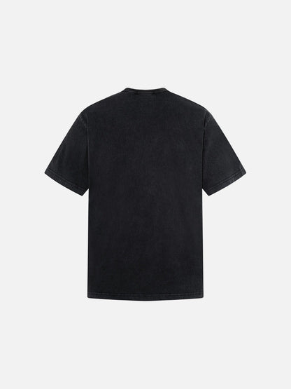 DAXUEN Washed black graphic t-shirt with band print