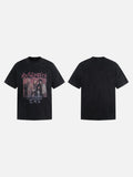 DAXUEN Washed black graphic t-shirt with band print