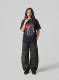 DAXUEN Washed black graphic t-shirt with band print — model photo