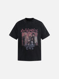 DAXUEN Washed black graphic t-shirt with band print