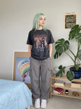 DAXUEN Washed black graphic t-shirt with band print — model photo